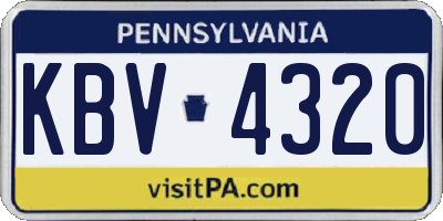 PA license plate KBV4320