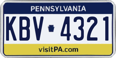 PA license plate KBV4321