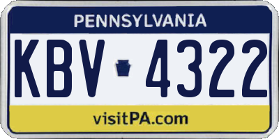 PA license plate KBV4322