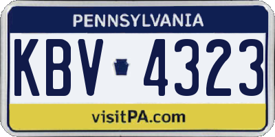 PA license plate KBV4323