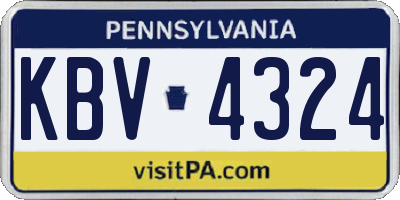 PA license plate KBV4324