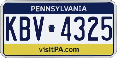 PA license plate KBV4325
