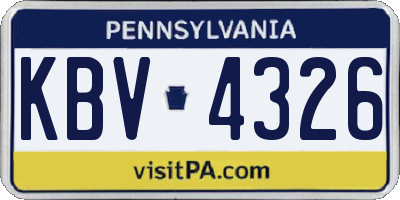 PA license plate KBV4326