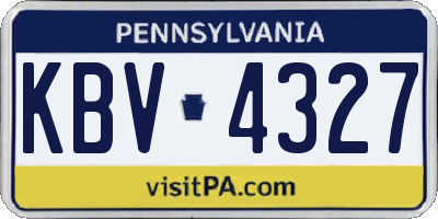 PA license plate KBV4327