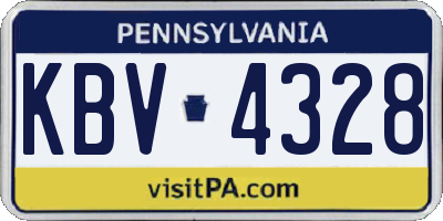 PA license plate KBV4328