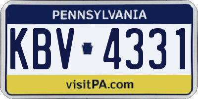 PA license plate KBV4331