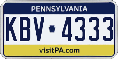 PA license plate KBV4333