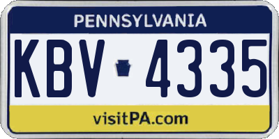 PA license plate KBV4335