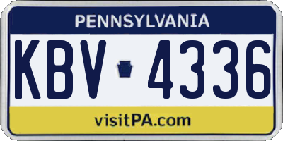 PA license plate KBV4336