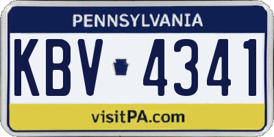 PA license plate KBV4341