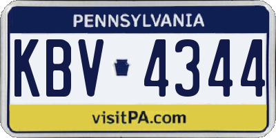 PA license plate KBV4344