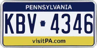PA license plate KBV4346