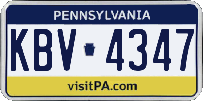 PA license plate KBV4347