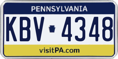 PA license plate KBV4348