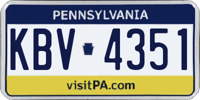 PA license plate KBV4351