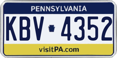 PA license plate KBV4352