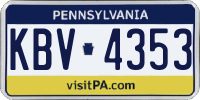 PA license plate KBV4353