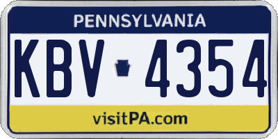 PA license plate KBV4354