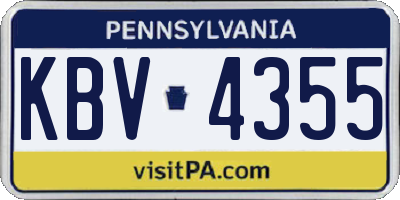 PA license plate KBV4355