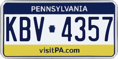 PA license plate KBV4357