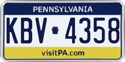 PA license plate KBV4358