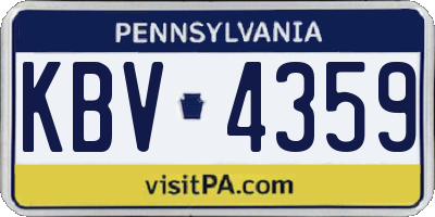 PA license plate KBV4359