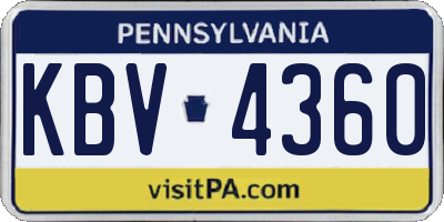 PA license plate KBV4360