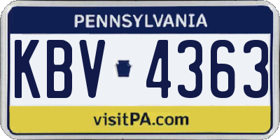 PA license plate KBV4363