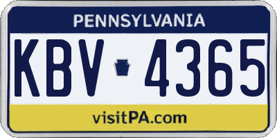 PA license plate KBV4365