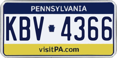 PA license plate KBV4366