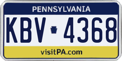 PA license plate KBV4368