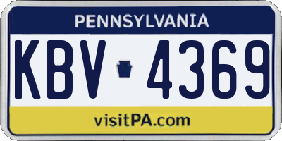 PA license plate KBV4369