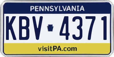 PA license plate KBV4371