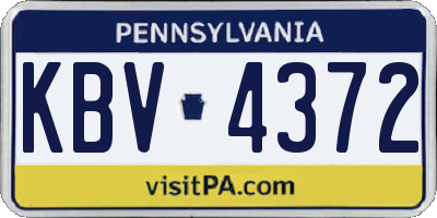PA license plate KBV4372