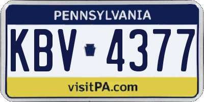 PA license plate KBV4377