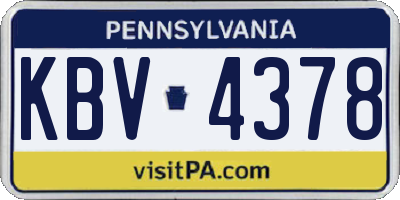 PA license plate KBV4378