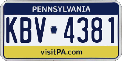 PA license plate KBV4381