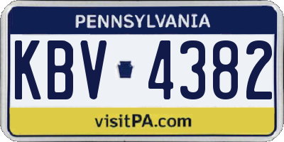 PA license plate KBV4382