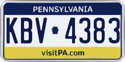 PA license plate KBV4383
