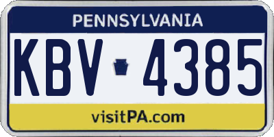 PA license plate KBV4385