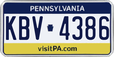 PA license plate KBV4386