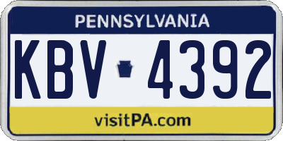 PA license plate KBV4392