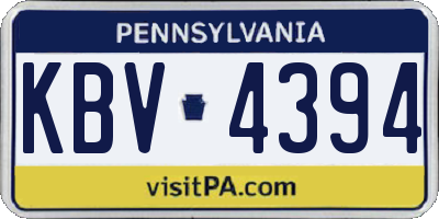 PA license plate KBV4394