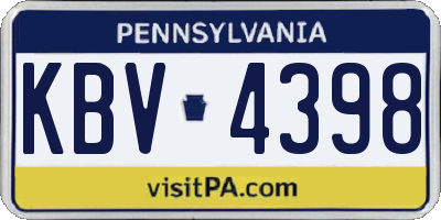 PA license plate KBV4398