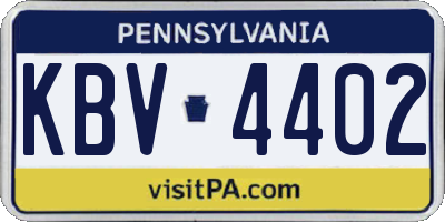 PA license plate KBV4402