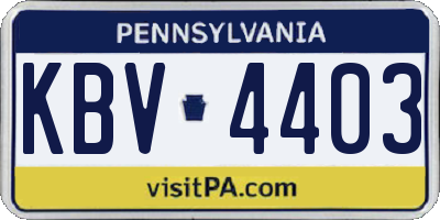 PA license plate KBV4403
