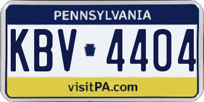 PA license plate KBV4404
