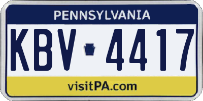 PA license plate KBV4417