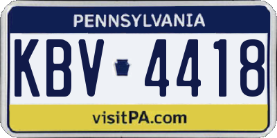 PA license plate KBV4418