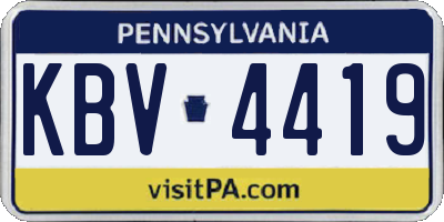 PA license plate KBV4419
